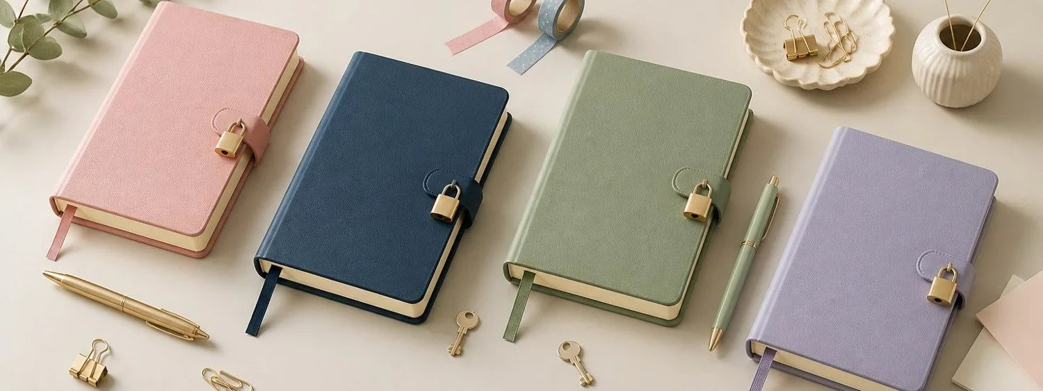 locked diary journal with key and private writing pages